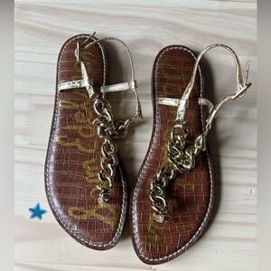 NWOT Sam Edelman Grella Gold Chain Sandals 8